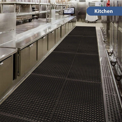 

60" x 36" Strip Kitchen Industrial Multi-functional Anti-fatigue Drainage Rubber Non-slip Hexagonal Mat
