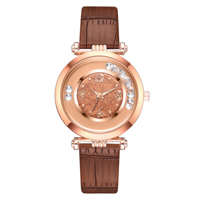

Belt ladies watch 2019 new quicksand ball pu strap ladies watch quartz watch