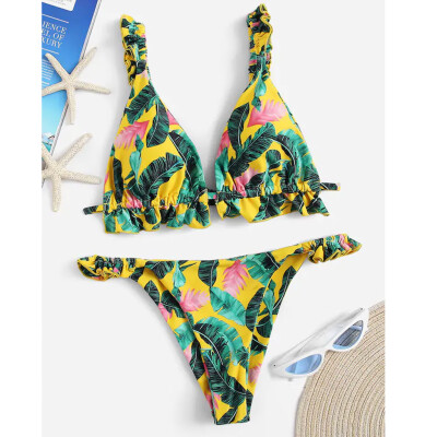 

Roseonmyhand Sexy Women Bikini Set Sunflower Print Padded Swimwear Bathing Swimsuit Beachwear