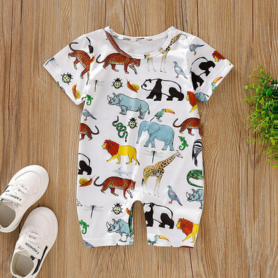 

Infant Baby Boys&Girls Short Sleeve Cartoon Animal Romper Jumpsuit Clothes