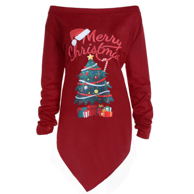 

Tailored Women Xmas Print Letter Dress Ladies Christmas Tree Long Sleeve Party Dresses