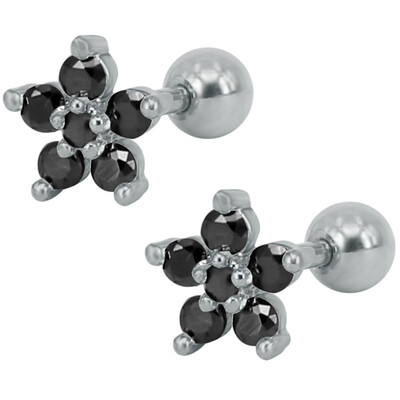 

lot Pink Flower Piercing Stud Earrings White Zircon Star Helix Ear Piercing Jewelry