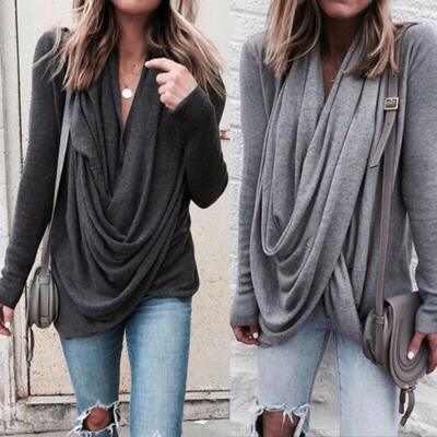 

US Womens Loose Long Sleeve Cotton Casual T Shirt Tunic Tops Fashion Blouse Hot