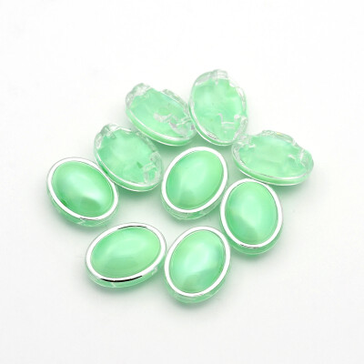 

Sew on Taiwan Acrylic Garment Accessories Oval LightGreen 17x13x8mm Hole 1mm