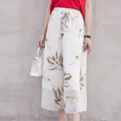 

Tailored Fashion Women Chiffon Leisure High Waist Trousers Loose Pants Pure Color Pants