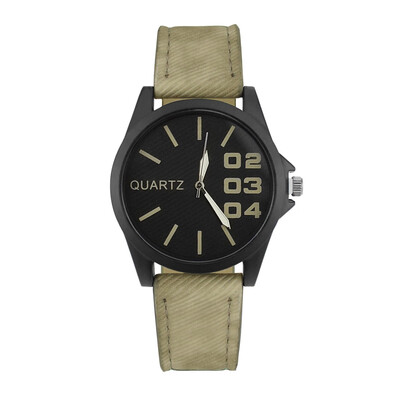

Gobestart New Men Watch Retro Design Leather Band Analog Alloy Quartz Wrist Watch