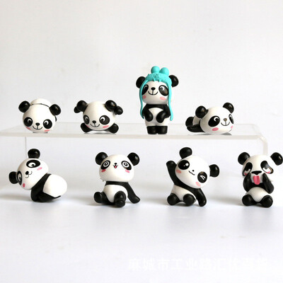 

FUNNYBUNNY 8 pcs 1 set Cute Panda Toys Figurines Playset Cake Decoration cake topper cupcake wrapper wedding decoration