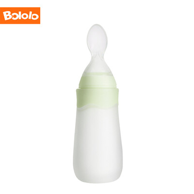 

Pollock bololo rice paste bottle baby silicone squeeze spoon feeding complementary food spoon rice powder food supplement feeding device baby tableware BL-6820 green