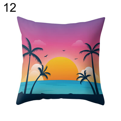 

Coconut Tree Sunset Pillow Case Sofa Waist Throw Cushion Cover Home Decoration
