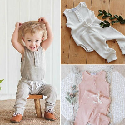 

Toddler Girl Boy Unisex Vest Top Pants Romper Jumpsuit Trousers Clothes