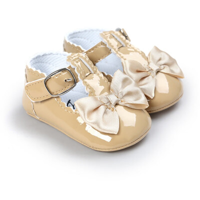 

Spring Sweet Baby Girls Princess Style Bowknot Infant Toddler Kids PU Anti-skid Baby Shoes