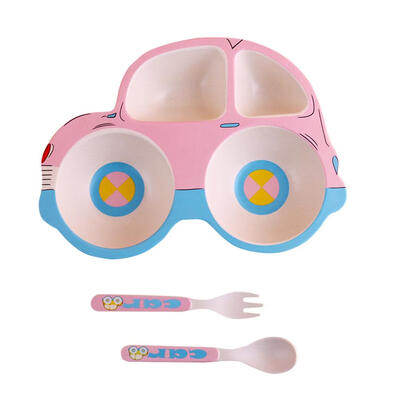

Eco-friendly Bamboo Fiber Baby Plate Set Children Tableware with Fork Spoon