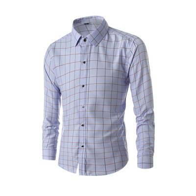 

Tailored Mens Fashion Business Leisure Long-sleeved Lattice Printing Shirt Top Blouse
