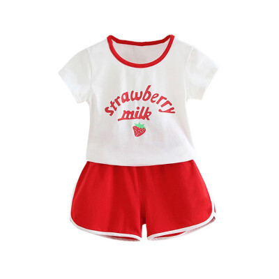 

Summer Baby Boys Girls Short Sleeve Strawberry Print T-shirt TopsShorts Casual Outfits Sets Baby Boy Clothes