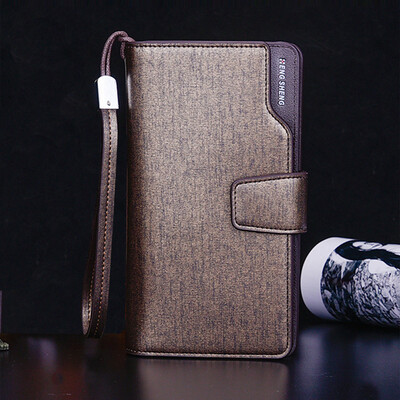 

Tailored Men Fashion Solid Color Hasp Multi Card Position Wallet Card Bag Black