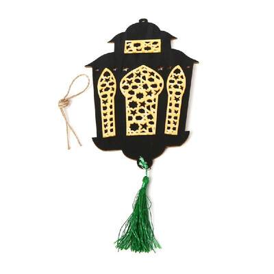 

Wooden Eid Mubarak Hanging Pendant DIY Crafts Ornament with Rope Festival Decoration