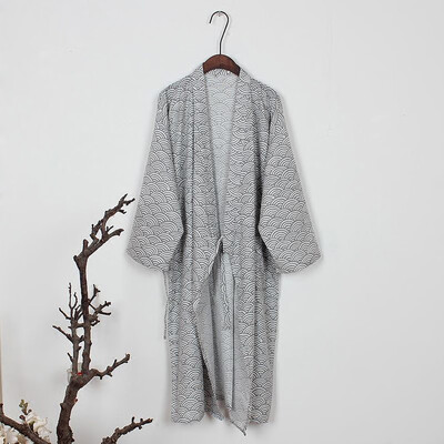 

New Men Kimono Yukata Gauze Cotton Comfy Japanese Bathrobe Robe Gown Nightwear