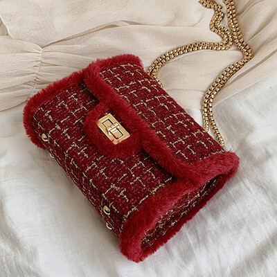 

Fallwinter 2019 new small square bag fashion Mao Mao bag slung Joker chain shoulder diagonal small square bag