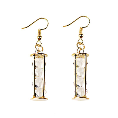 

Cylindrical Sparking Earrings Fashion Crystal Rhinestone