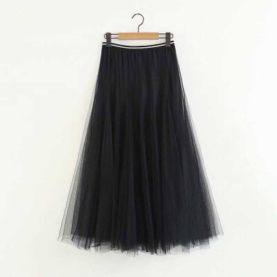 

Roseonmyhand Women Girls Big Swing Tulle Pleated Long Maxi Tutu Skirt High Waist Net Skirt