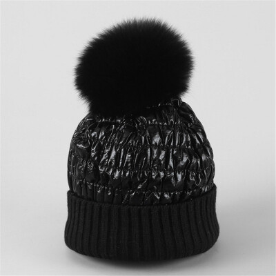 

Tailored Fashion Women Winter Knit Hat Foxes Ball Collar Set Thick Warm Solid Earmuff Hat