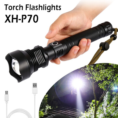 

Tactical 20W LED USB Rechargeable Super Bright Torch Flashlight