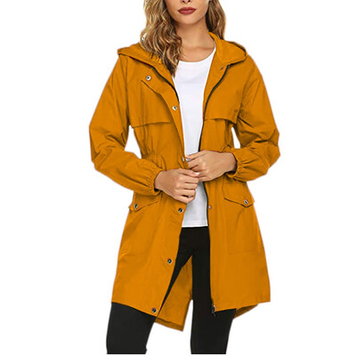 

Toponeto WomenWomen Solid Rain Jacket Outdoor Hoodie Waterproof Hooded Raincoat Windproof