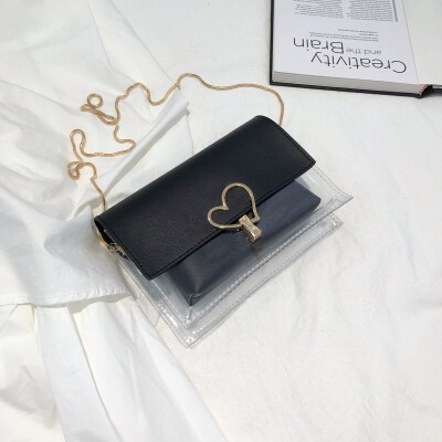 

2019 new casual heart-shaped lock buckle Messenger bag female chic wild chain shoulder bag personality transparent mother-in-law package