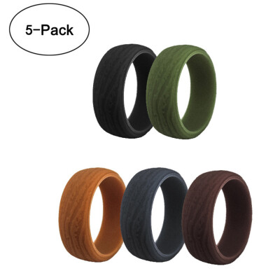 

Tree Stripe Silicone Rings For Men Rubber Wedding Ring Silicone Band Sports Active Fitness Riding Climbing Work