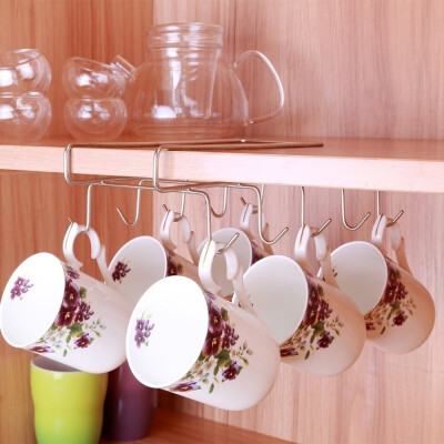 

Under Shelf Cup Mug Holder Hanger Coffee Kitchen Storage Rack Cupboard 10 Hooks