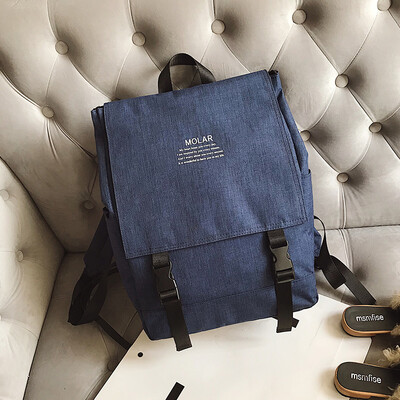 

Double shoulder bag male Korean version of campus canvas printing backpack retro British style college student couple trendy backp