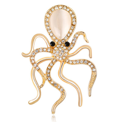

New Fashion Wild Alloy Brooch Crystal Octopus Pin Brooches For Women Men Jewelery Accessories
