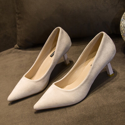 

French High-heeled Shoes Female Fine-heeled Tip-toed Shoes Cat heels
