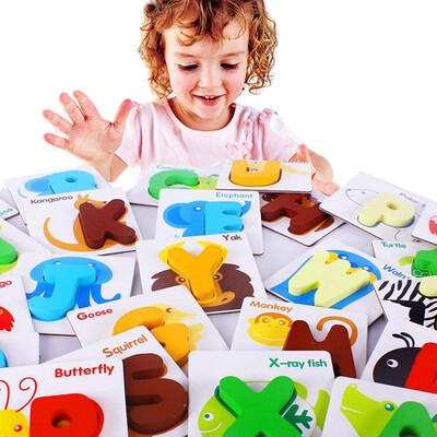 

YIWULAWooden Puzzle English Alphabet Number Cards Baby Learning Animal Kids Toys Gifts