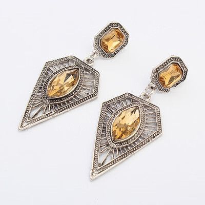 

New Fashion Women Jewelry Exaggerated Hollow Square Triangle Earrings Joker Geometric Long Pendant Alloy Earrings For Female
