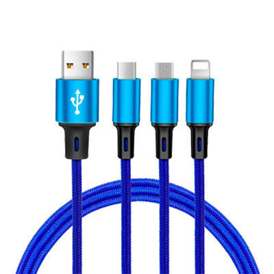 

One Drag Three Mobile Phone Data Cable 3-in-1 Lightning Micro USB Type-C 2A Fast Charging Cable For Android Apple-12m