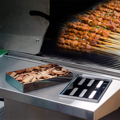 

Greensen Stainless Steel Smoker Box Meat Infused Flavor Indoor Outdoor BBQ Picnic Grilling Accessories