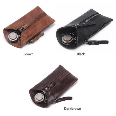 

Vintage Genuine Leather Key Wallet Women Keychain Holder Housekeeper Keys Organizer