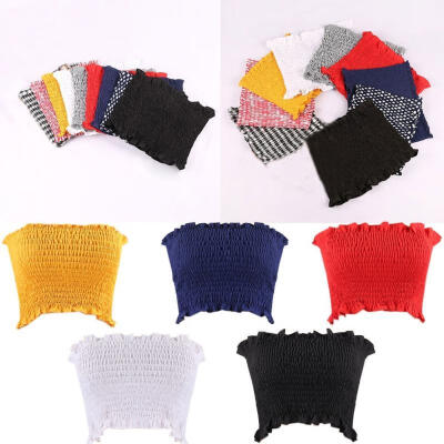 

Vest Blouse Crop Tops Summer Women Bandeau Off Shoulder Tank Tops
