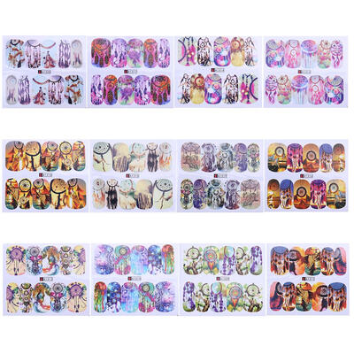 

12pcs Dream Catcher Print Nail Art Stickers Water Transfer Nail Art Decals