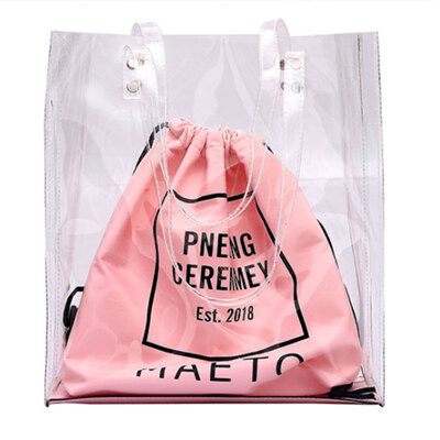 

Handbag Fashion Women Casual Girls High Shoulder Bags Hot Shoulder Bag Jelly Color Korean Letter Printing Large Capacity Tote