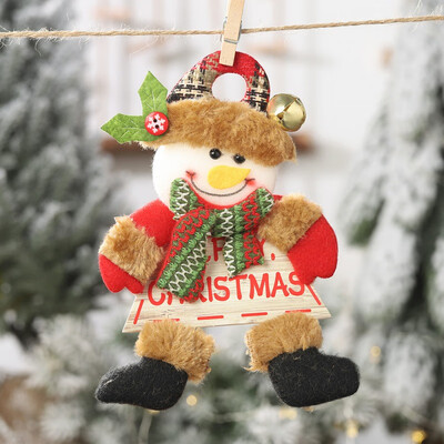 

Christmas Gifts Plush Doll With Gold Bell And Wood Sign Christmas Pendant Decorative Hanging Ornaments For Tree Decor