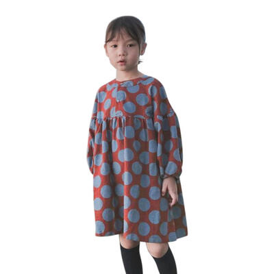 

Children Kids Girls Spring Summer Long Sleeve Loose Dot Printed Dress Cloth