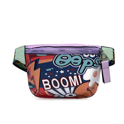 

Cartoon Graffiti Shoulder Women Leather Waist Fanny Belt Packs Chest Bags