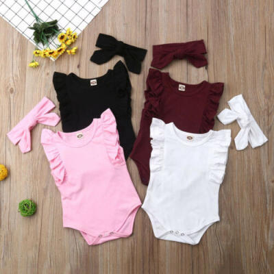 

2PCS Baby Girls Infant Ruffle Romper Bodysuit Jumpsuit Outfit Clothes Summer US