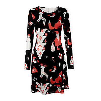 

Women Ladies Lucky Star Santa Claus Christmas Tree Snowflake Dress