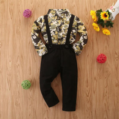 

2pcs Newborn Kids Baby Boy Camouflage Clothes Romper ShirtBib Pants Outfit Set