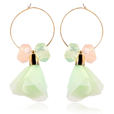 

New Design Bohemian Wedding Cute Spring Color Leaf Beads Dangle Earrings Women Light-colored Earrings