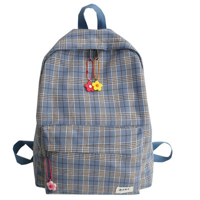 

Summer little fresh Japanese girls backpack female students backpack female Korean high school plaid canvas bag