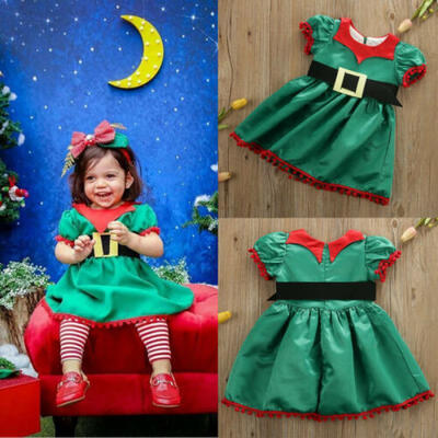 

AU NEW Toddler Baby Girl Kid Christmas Clothes Dress Belt Xmas Skirt Party Top